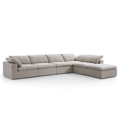 Tender Wabi Sabi L Shaped Sectional With Ottoman-Sand-165.4"