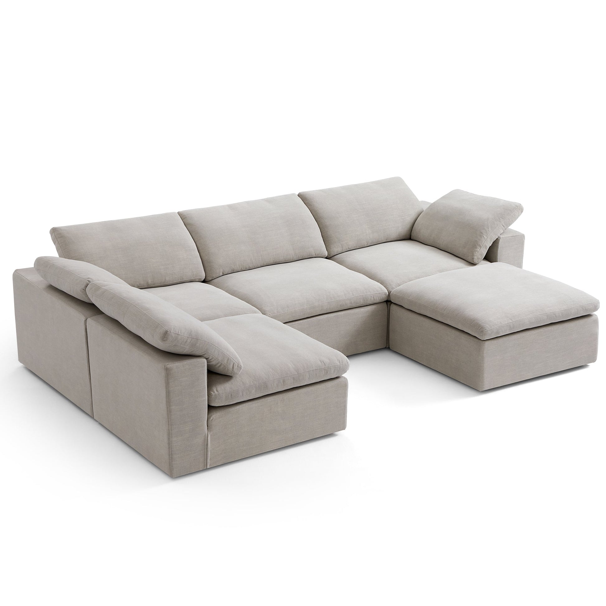 Tender Wabi Sabi L Shaped Sectional With Ottoman-Sand-128.0"
