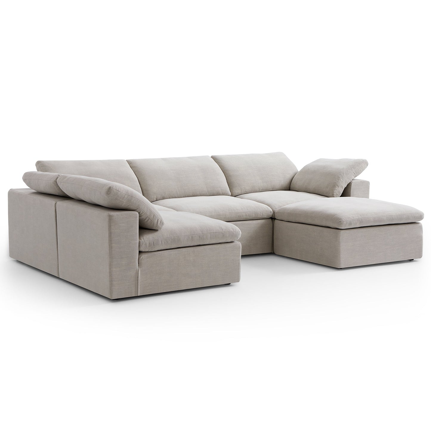 Tender Wabi Sabi L Shaped Sectional With Ottoman-Sand-128.0"