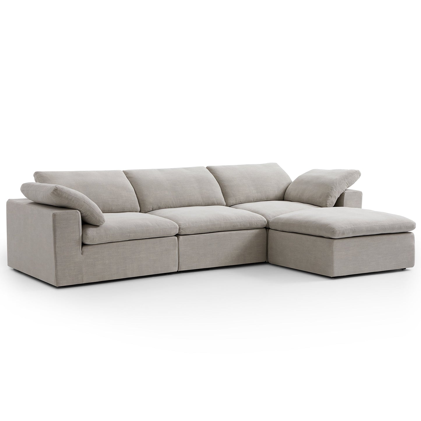 Tender Wabi Sabi Beige Sofa and Regular Ottoman-Sand-128.0"