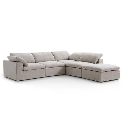 Tender Wabi Sabi L Shaped Sectional With Ottoman-Sand-128.0"