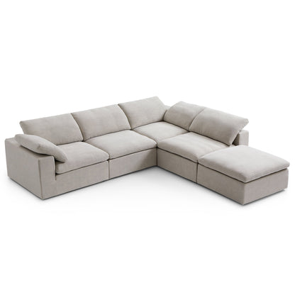 Tender Wabi Sabi L Shaped Sectional With Ottoman-Sand-128.0"