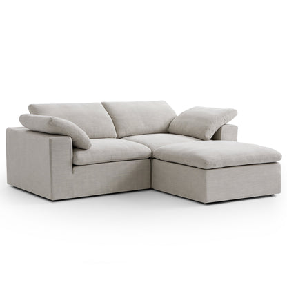 Tender Wabi Sabi Beige Sofa and Regular Ottoman-Sand-90.6"