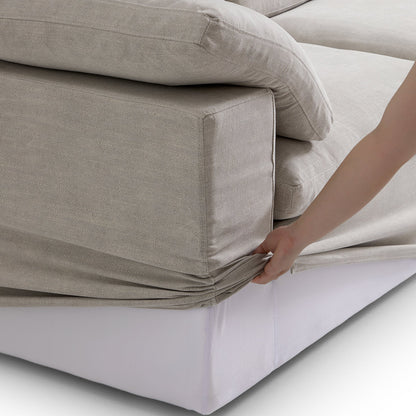 Tender Wabi Sabi Sand L Shaped Sectional and Ottoman-Sand