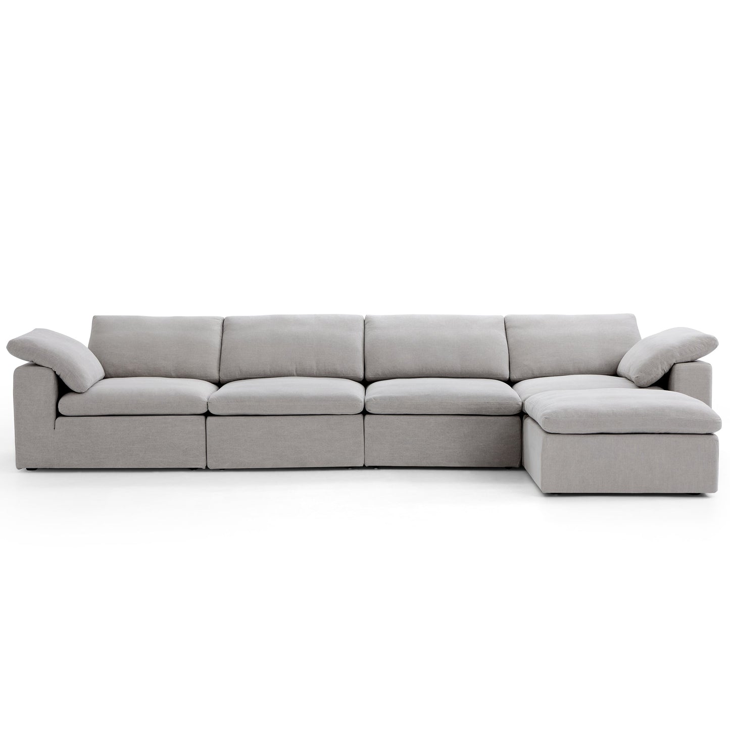 Tender Wabi Sabi Light Gray Sofa and Ottoman-Gray-165.4"