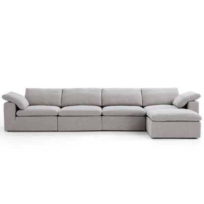 Tender Wabi Sabi Light Gray Sofa and Ottoman-Gray-165.4"