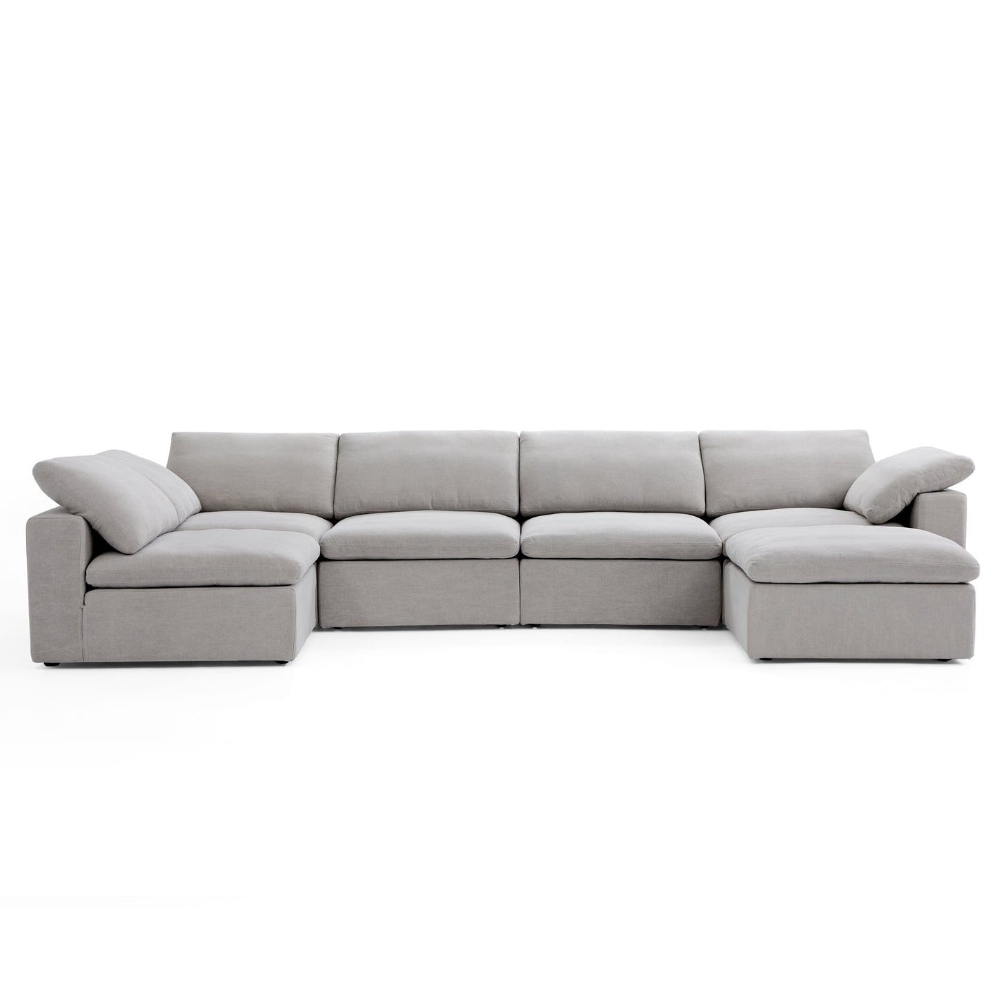 Tender Wabi Sabi Gray L Shaped Sectional and Ottoman-Gray-165.4"