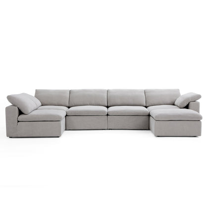 Tender Wabi Sabi Beige L Shaped Sectional and Ottoman-Gray-165.4"