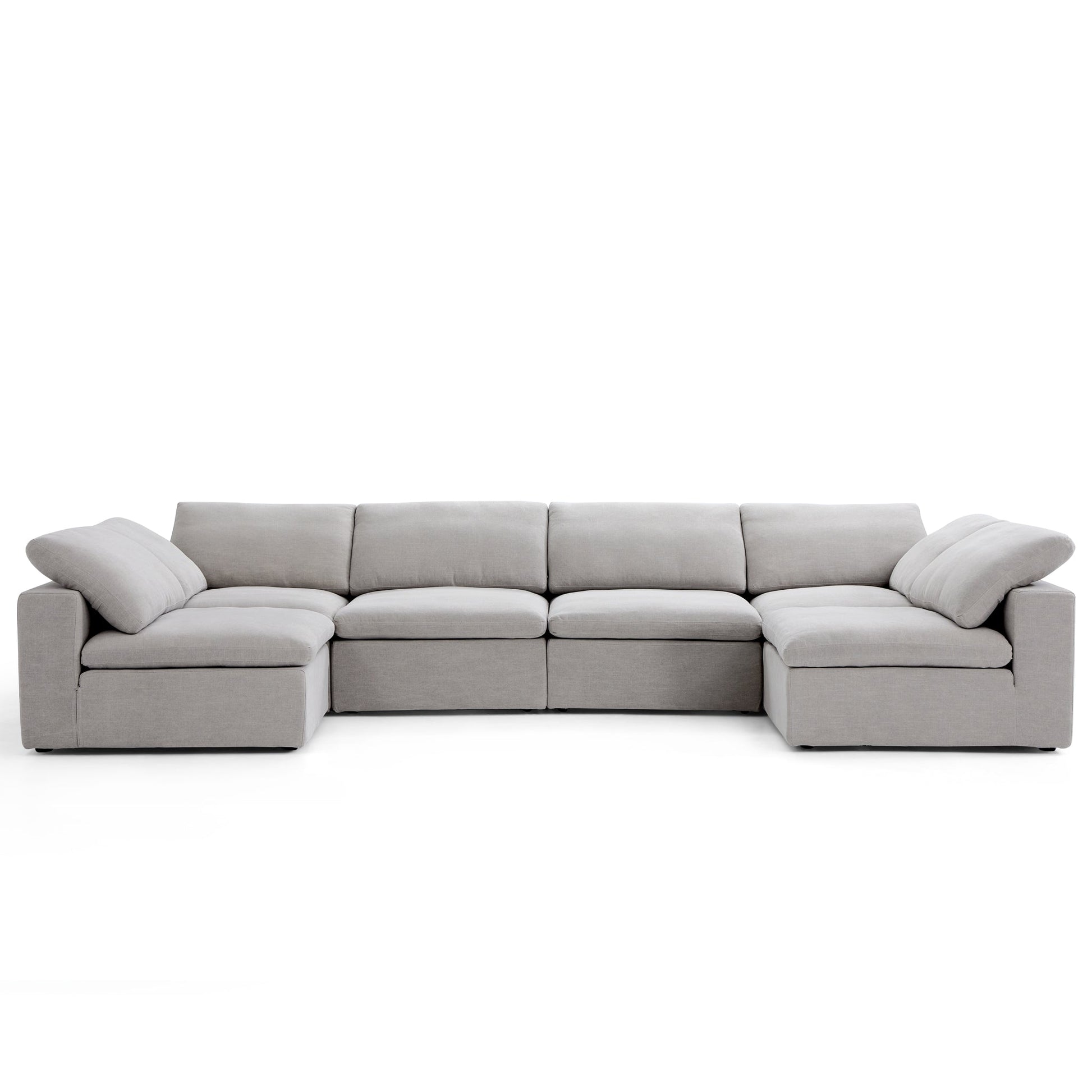 Tender Wabi Sabi Light Gray U Shaped Sectional with Open Ends-Gray-165.4"