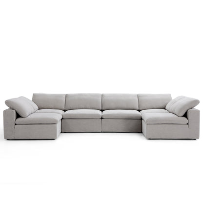 Tender Wabi Sabi Light Gray U Shaped Sectional with Open Ends-Gray-165.4"