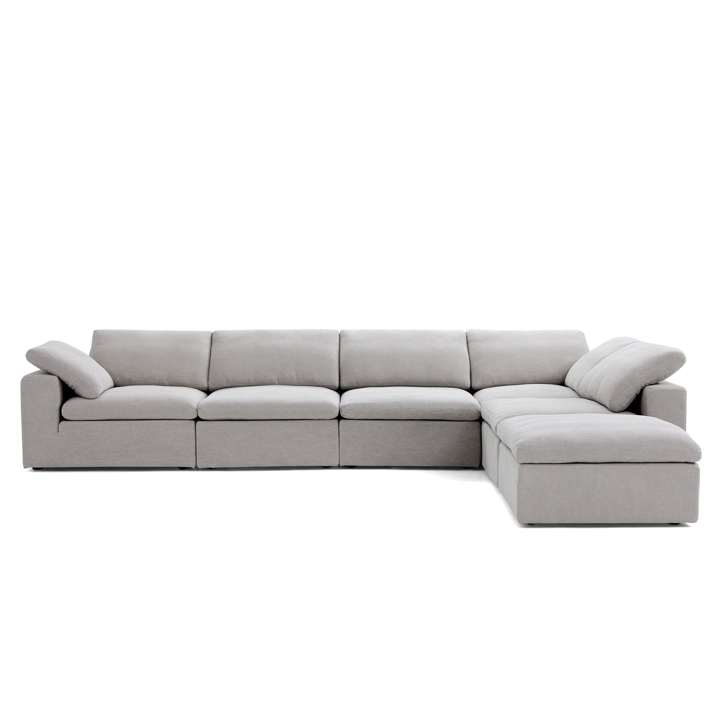Tender Wabi Sabi Gray L Shaped Sectional and Ottoman-Gray-165.4"