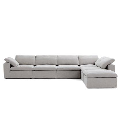 Tender Wabi Sabi Sand L Shaped Sectional and Ottoman-Gray-165.4"