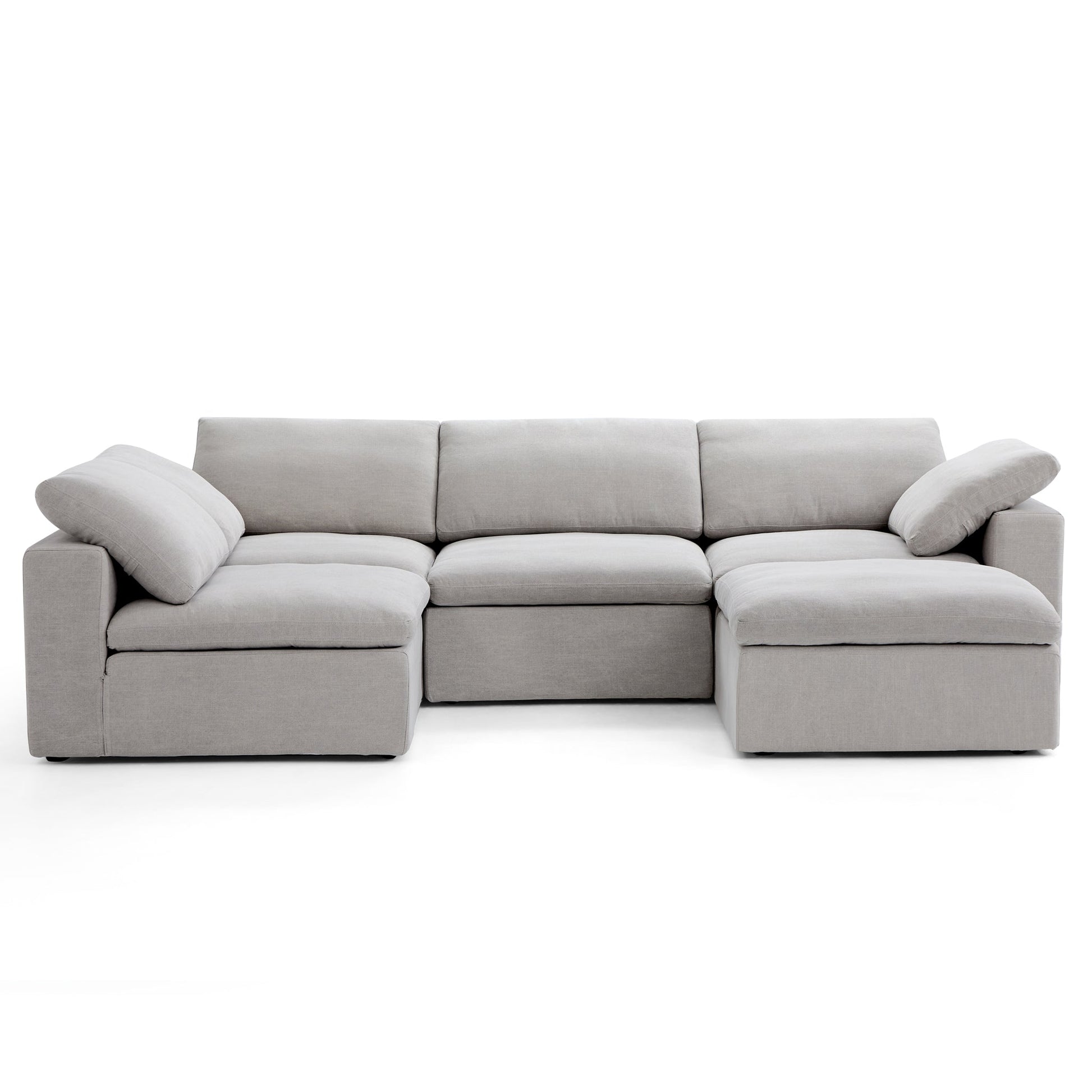 Tender Wabi Sabi Gray L Shaped Sectional and Ottoman-Gray-128.0"