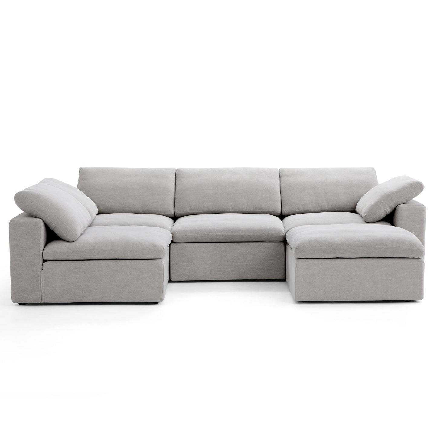 Tender Wabi Sabi Gray L Shaped Sectional and Ottoman-Gray-128.0"