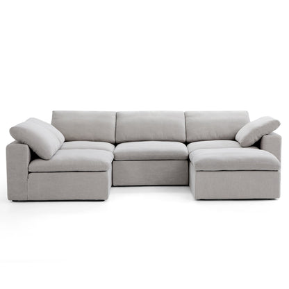 Tender Wabi Sabi Sand L Shaped Sectional and Ottoman-Gray-128.0"