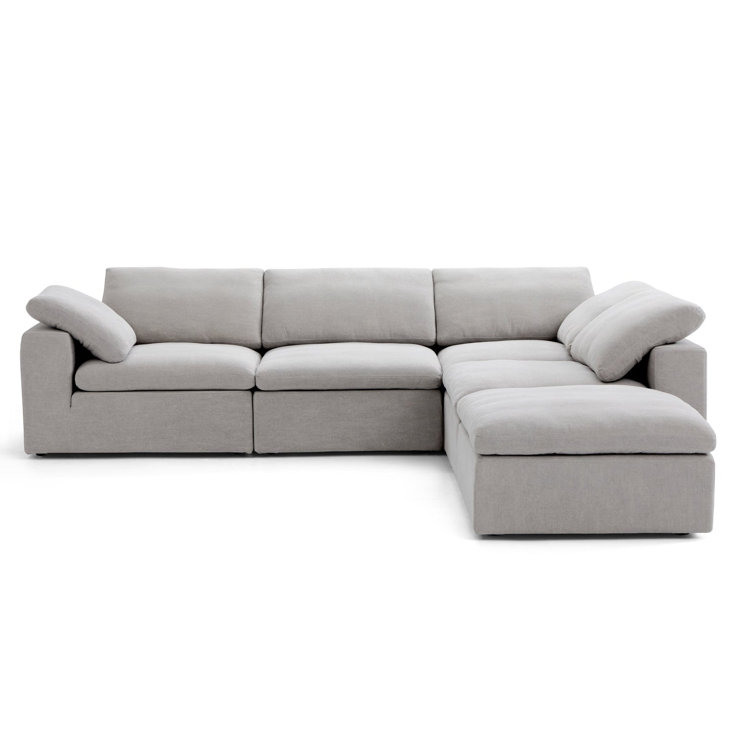 Tender Wabi Sabi Gray L Shaped Sectional and Ottoman-Gray-128.0"