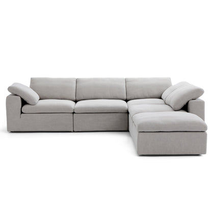 Tender Wabi Sabi Gray L Shaped Sectional and Ottoman-Gray-128.0"