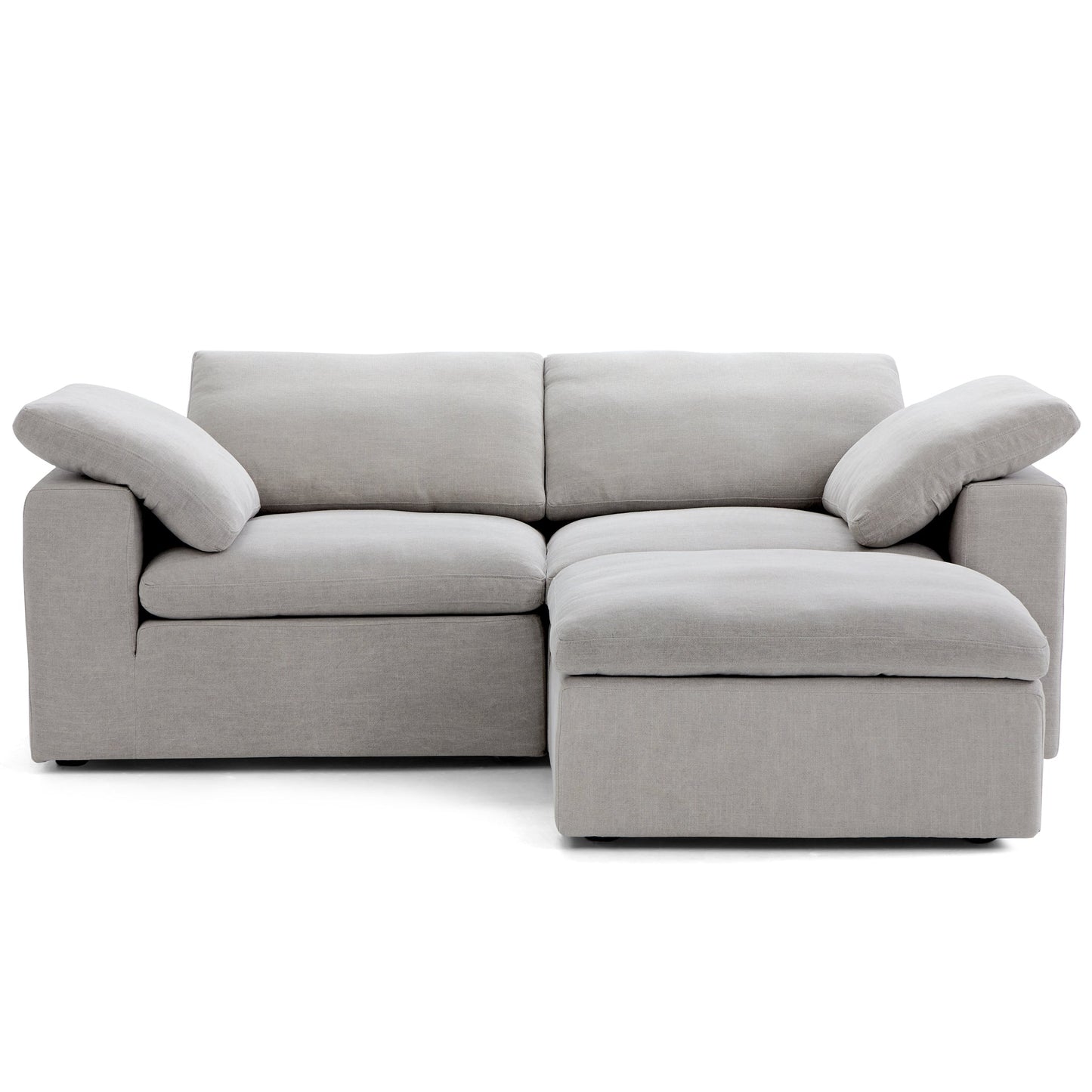 Tender Wabi Sabi Beige Sofa and Ottoman-Gray-90.6"