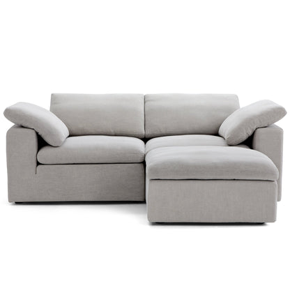 Tender Wabi Sabi Beige Sofa and Ottoman-Gray-90.6"