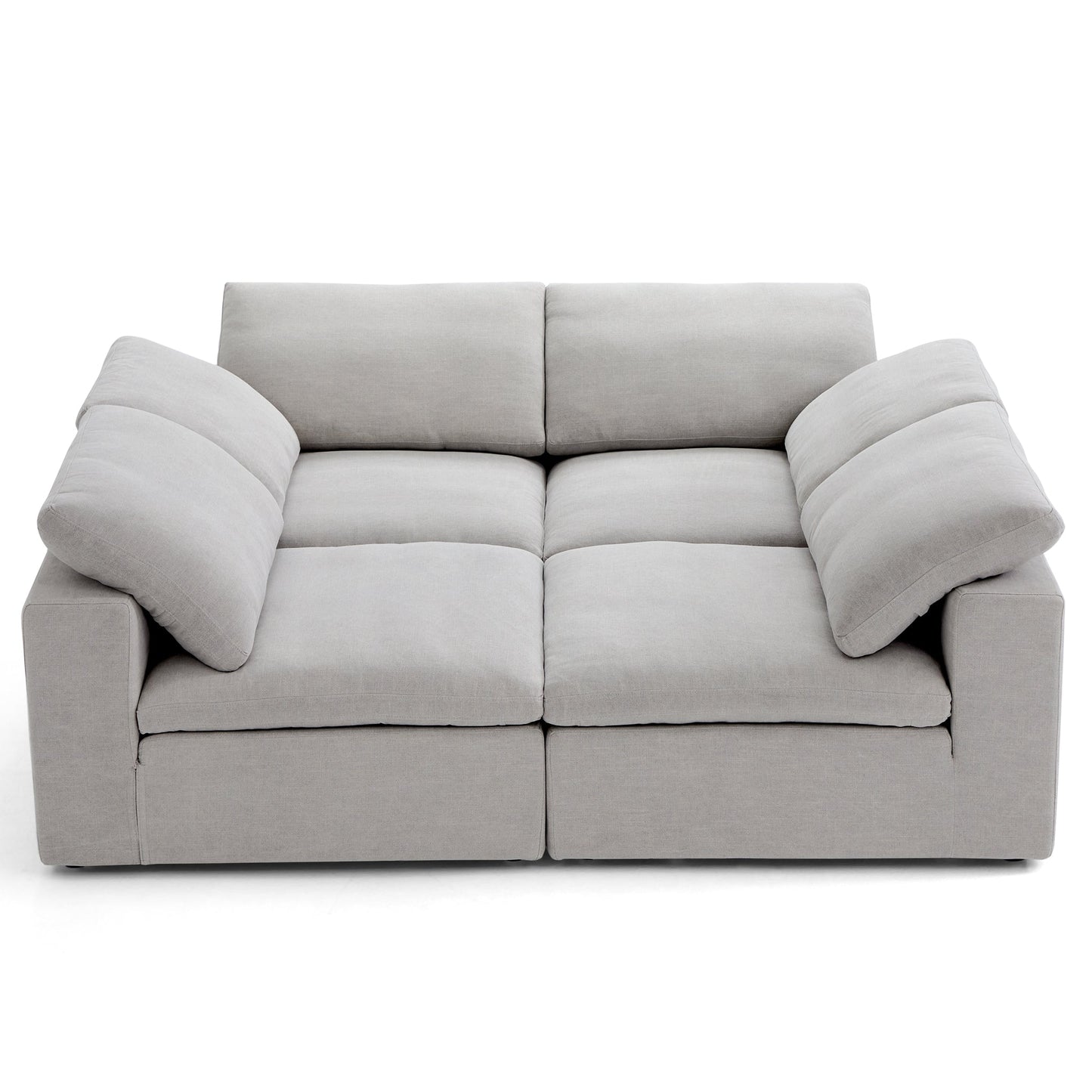 Tender Wabi Sabi Light Gray U Shaped Sectional with Open Ends-Gray-90.6"