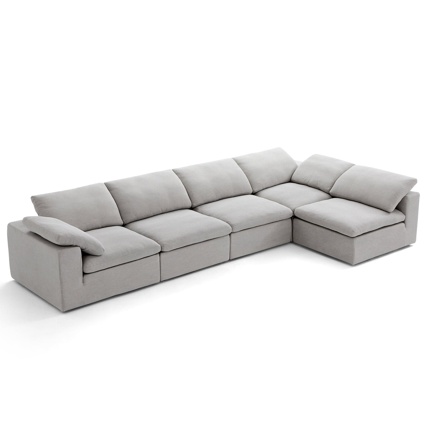 Tender Wabi Sabi Light Gray L Shaped Sectional-Gray-165.4"