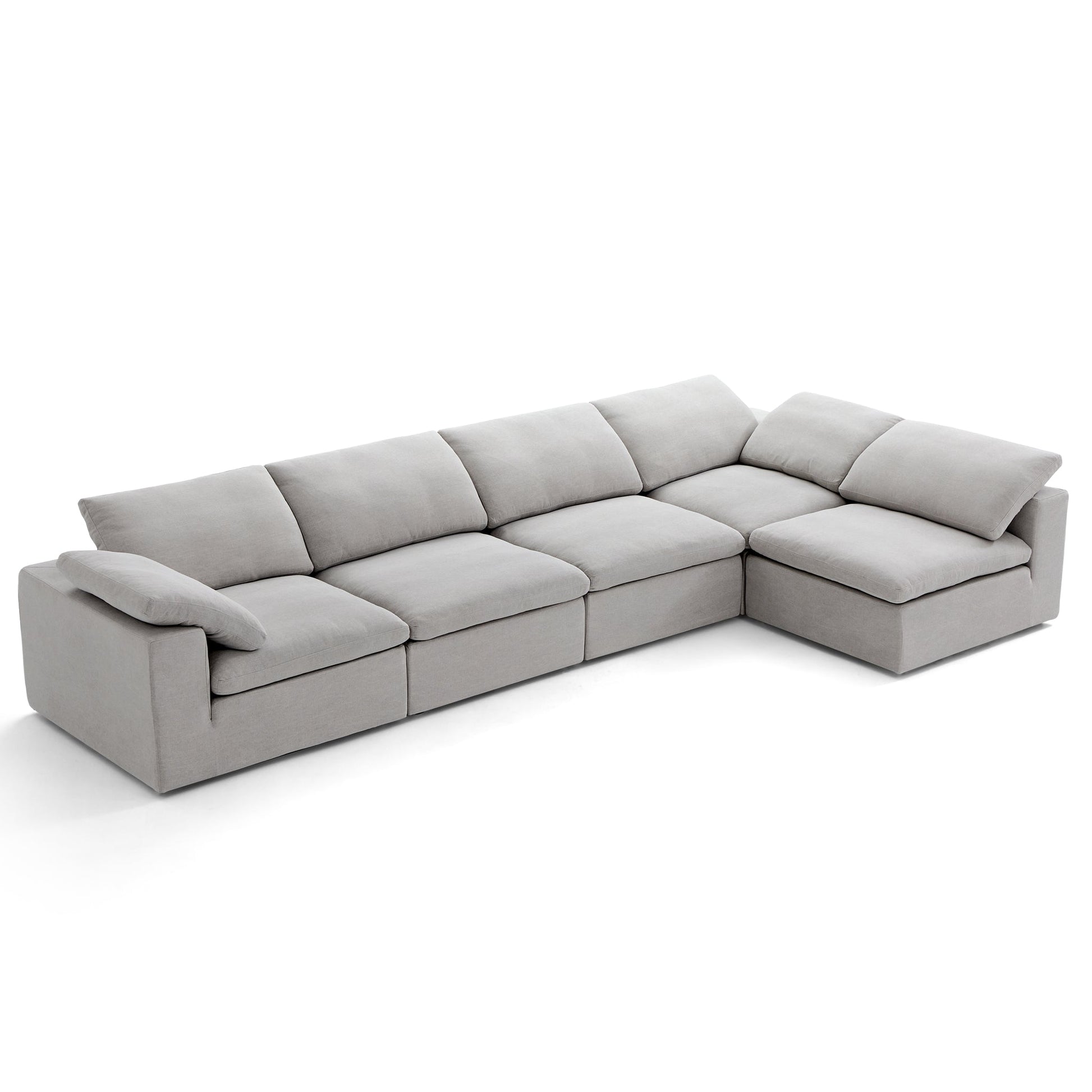Tender Wabi Sabi Light Gray L Shaped Sectional-Gray-165.4"