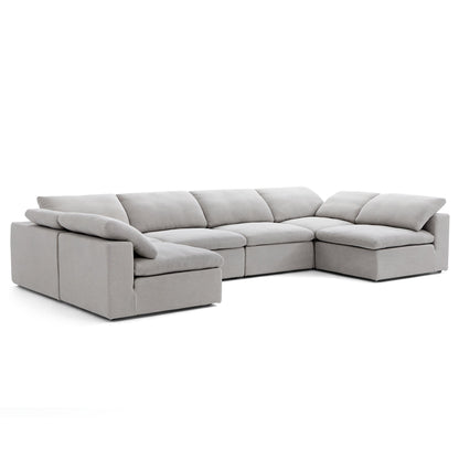 Tender Wabi Sabi Light Gray U Shaped Sectional with Open Ends-Gray-165.4"