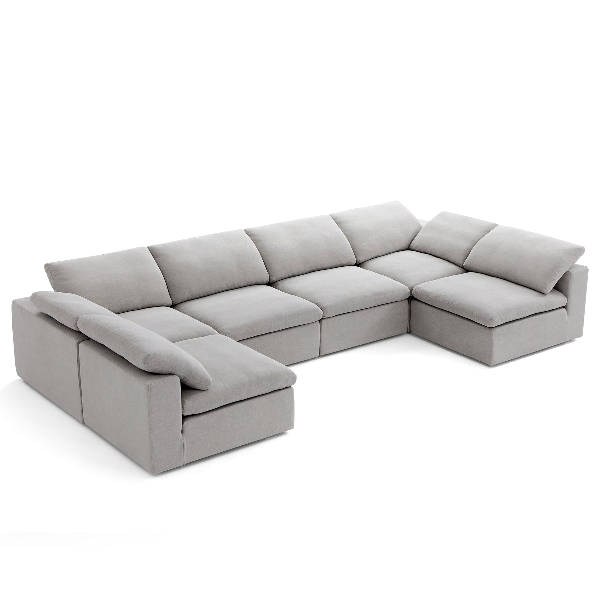 Tender Wabi Sabi Sand U Shaped Sectional with Open Ends-Gray-165.4"