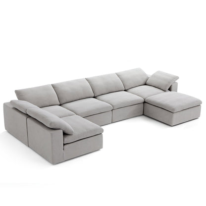 Tender Wabi Sabi Gray L Shaped Sectional and Ottoman-Gray-165.4"