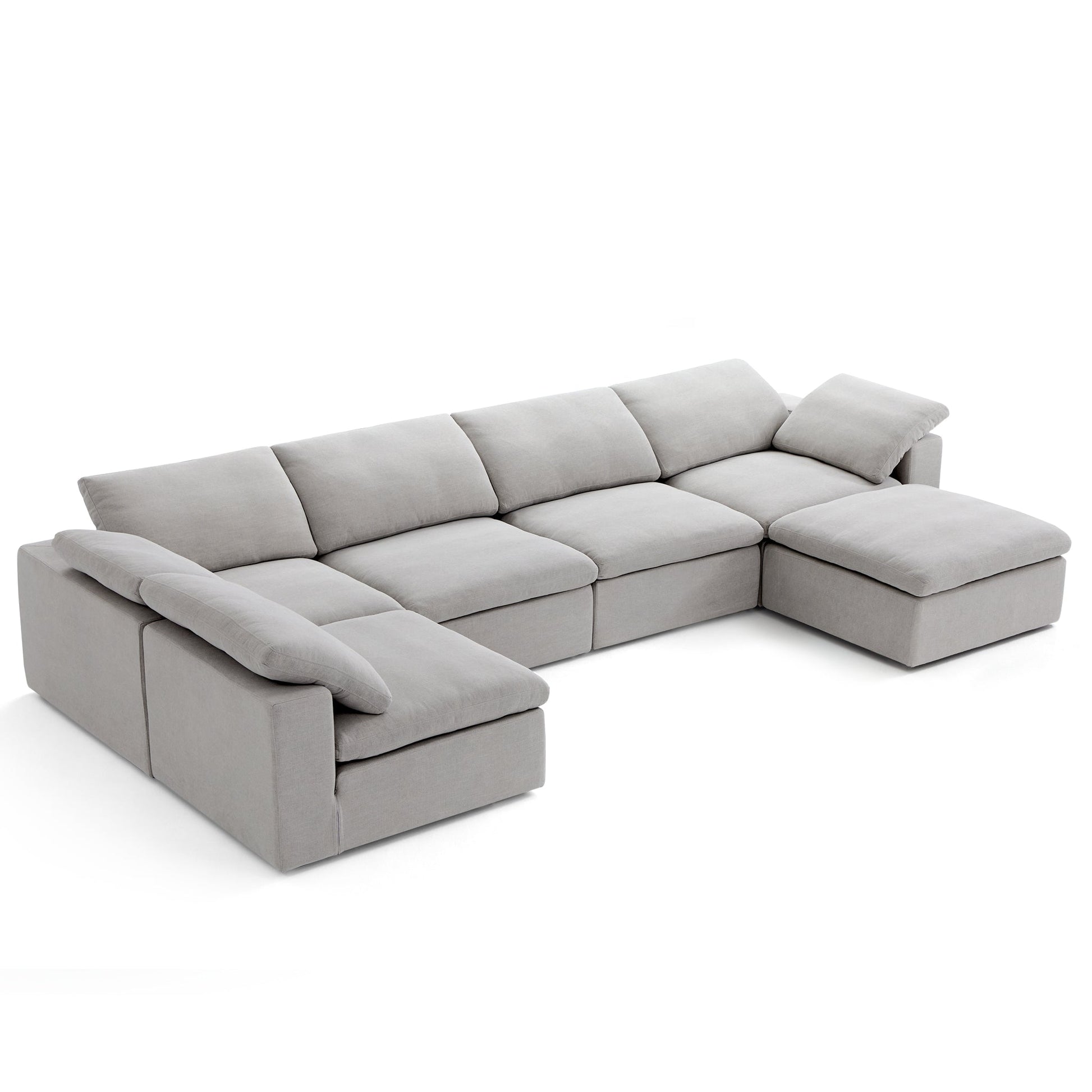 Tender Wabi Sabi Beige L Shaped Sectional and Ottoman-Gray-165.4"