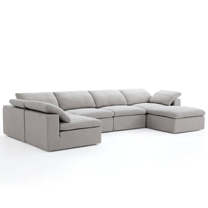 Tender Wabi Sabi Gray L Shaped Sectional and Ottoman-Gray-165.4"