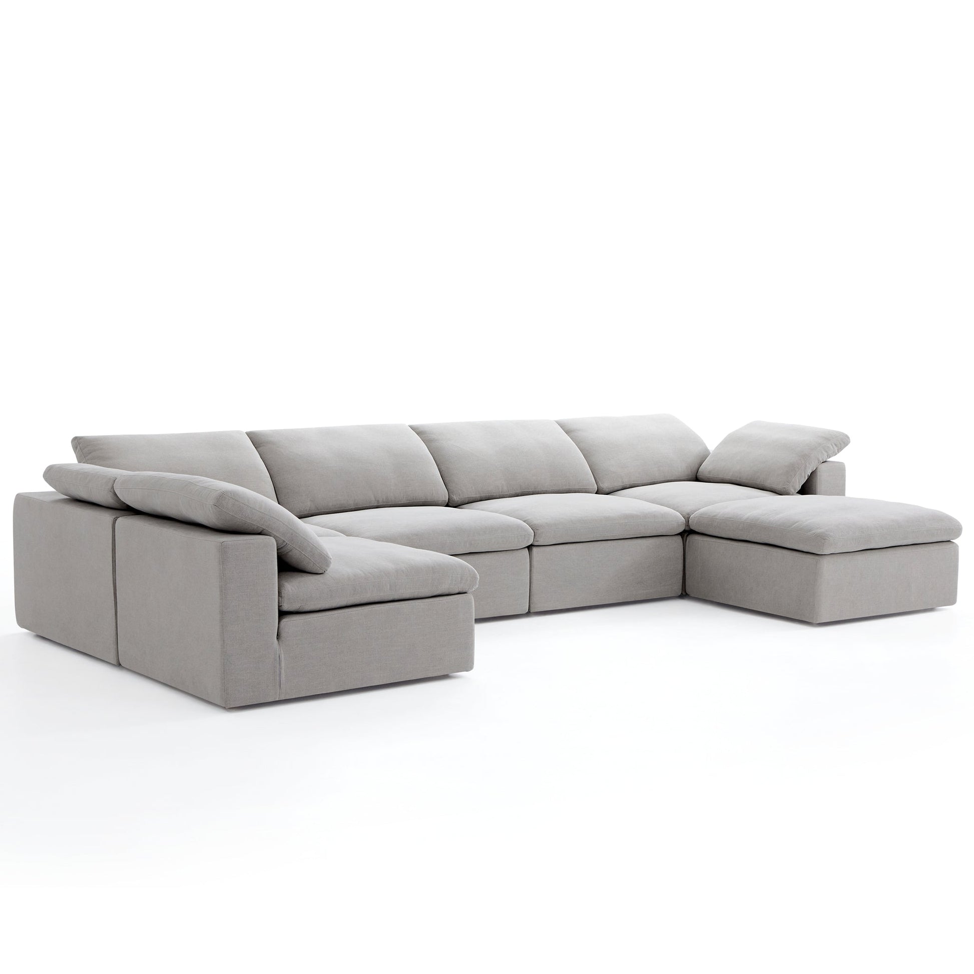 Tender Wabi Sabi Sand L Shaped Sectional and Ottoman-Gray-165.4"