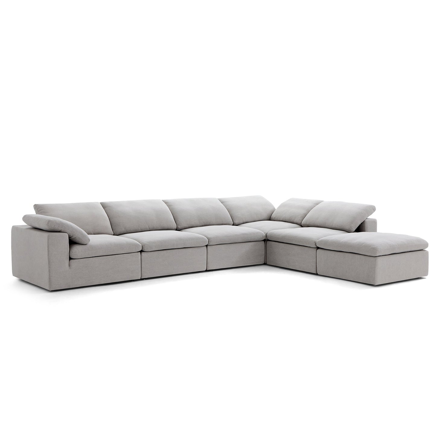 Tender Wabi Sabi Gray L Shaped Sectional and Ottoman-Gray-165.4"