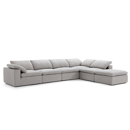 Tender Wabi Sabi Gray L Shaped Sectional and Ottoman-Gray-165.4"