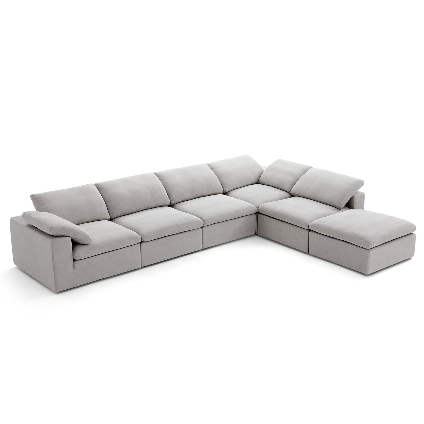 Tender Wabi Sabi Gray L Shaped Sectional and Ottoman-Gray-165.4"