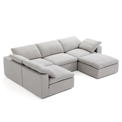 Tender Wabi Sabi Gray L Shaped Sectional and Ottoman-Gray-128.0"