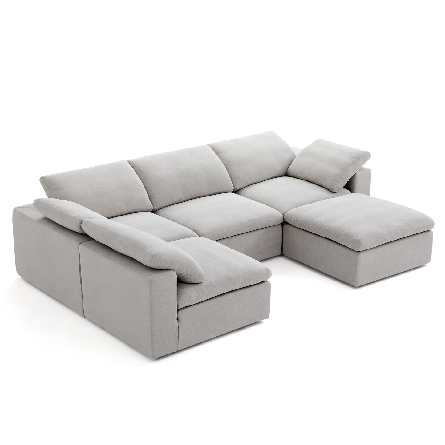 Tender Wabi Sabi Sand L Shaped Sectional and Ottoman-Gray-128.0"