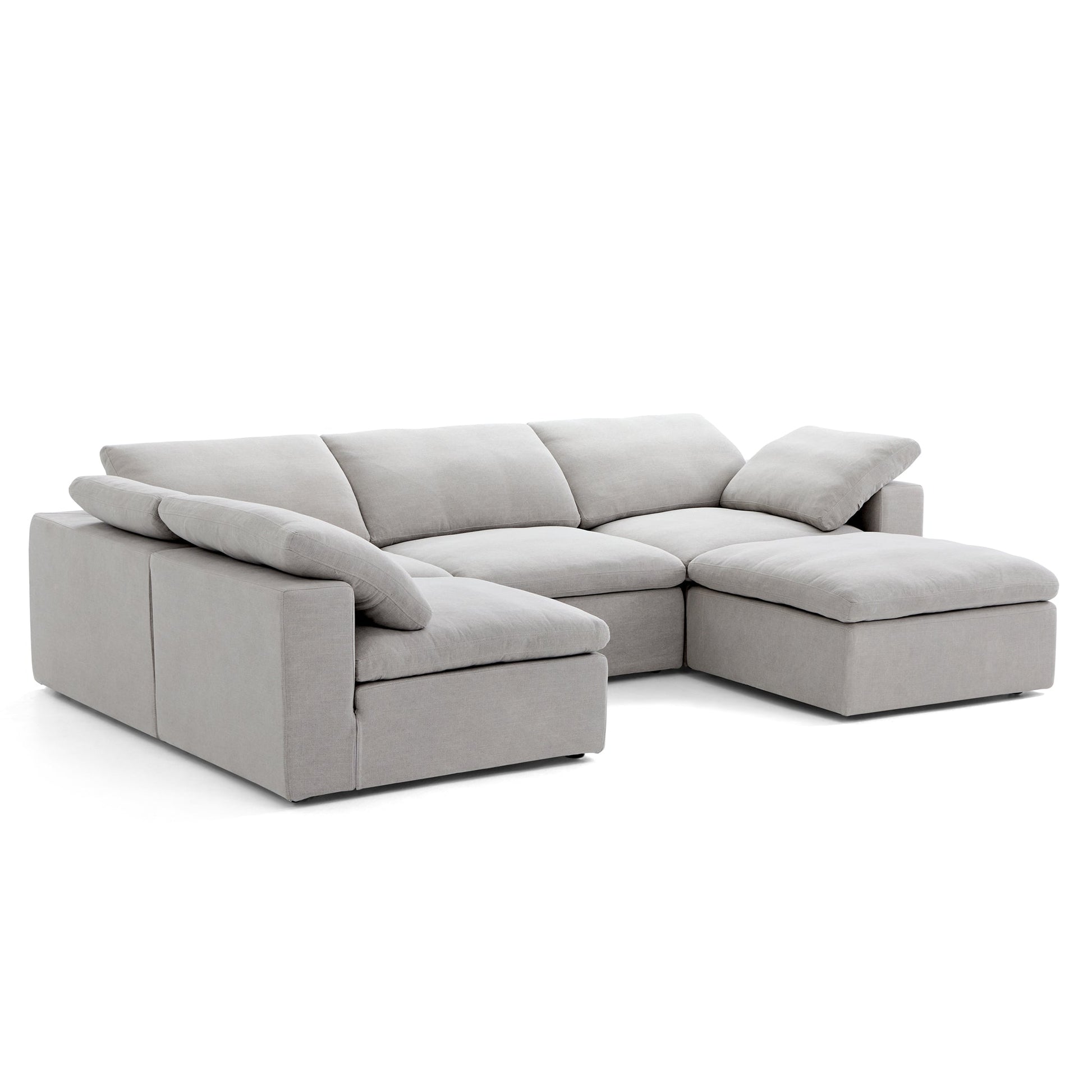 Tender Wabi Sabi Gray L Shaped Sectional and Ottoman-Gray-128.0"