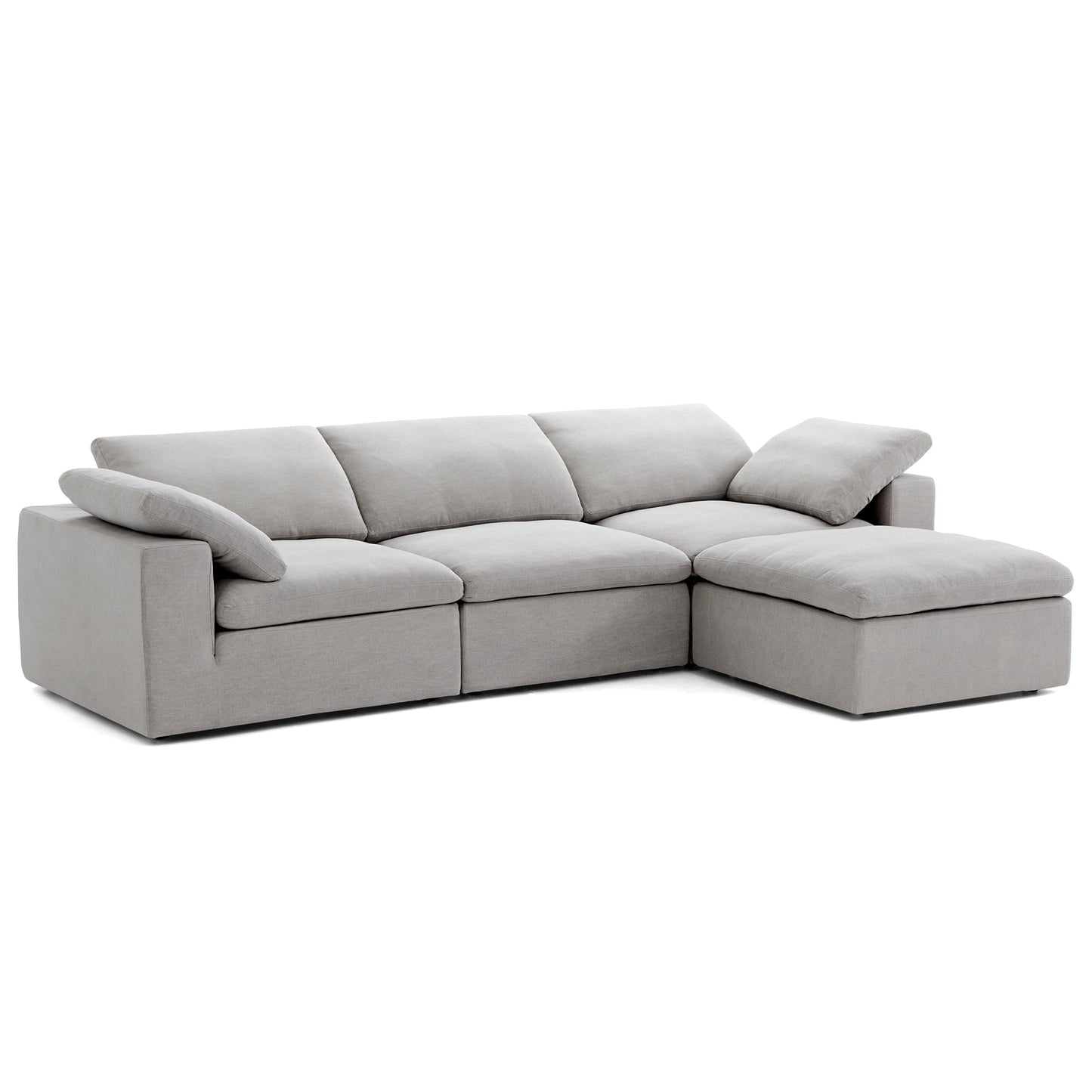 Tender Wabi Sabi Light Gray Sofa and Ottoman-Gray-128.0"
