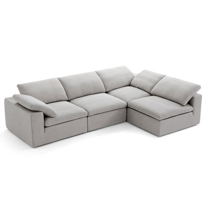 Tender Wabi Sabi Beige L Shaped Sectional-Gray-128.0"