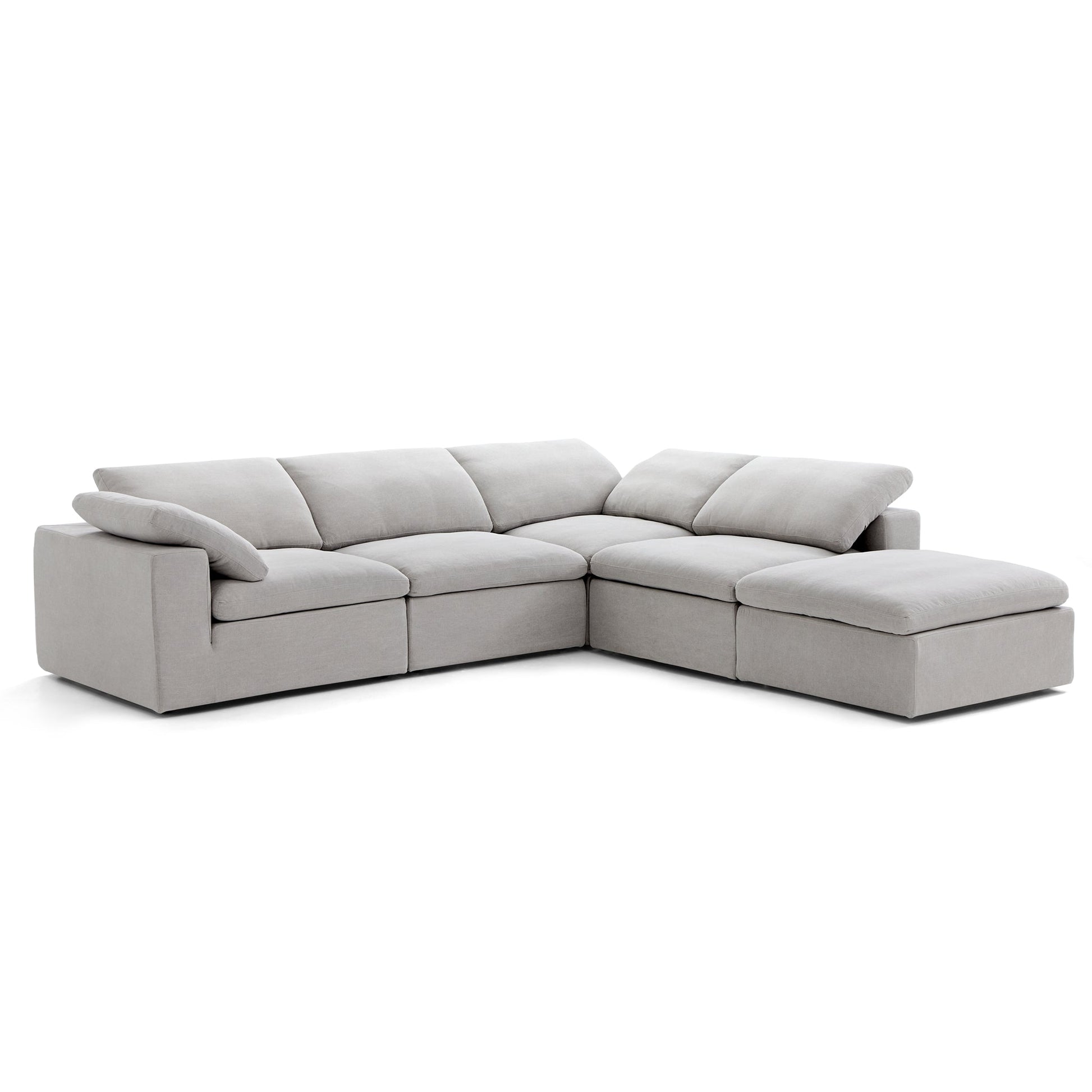 Tender Wabi Sabi Gray L Shaped Sectional and Ottoman-Gray-128.0"