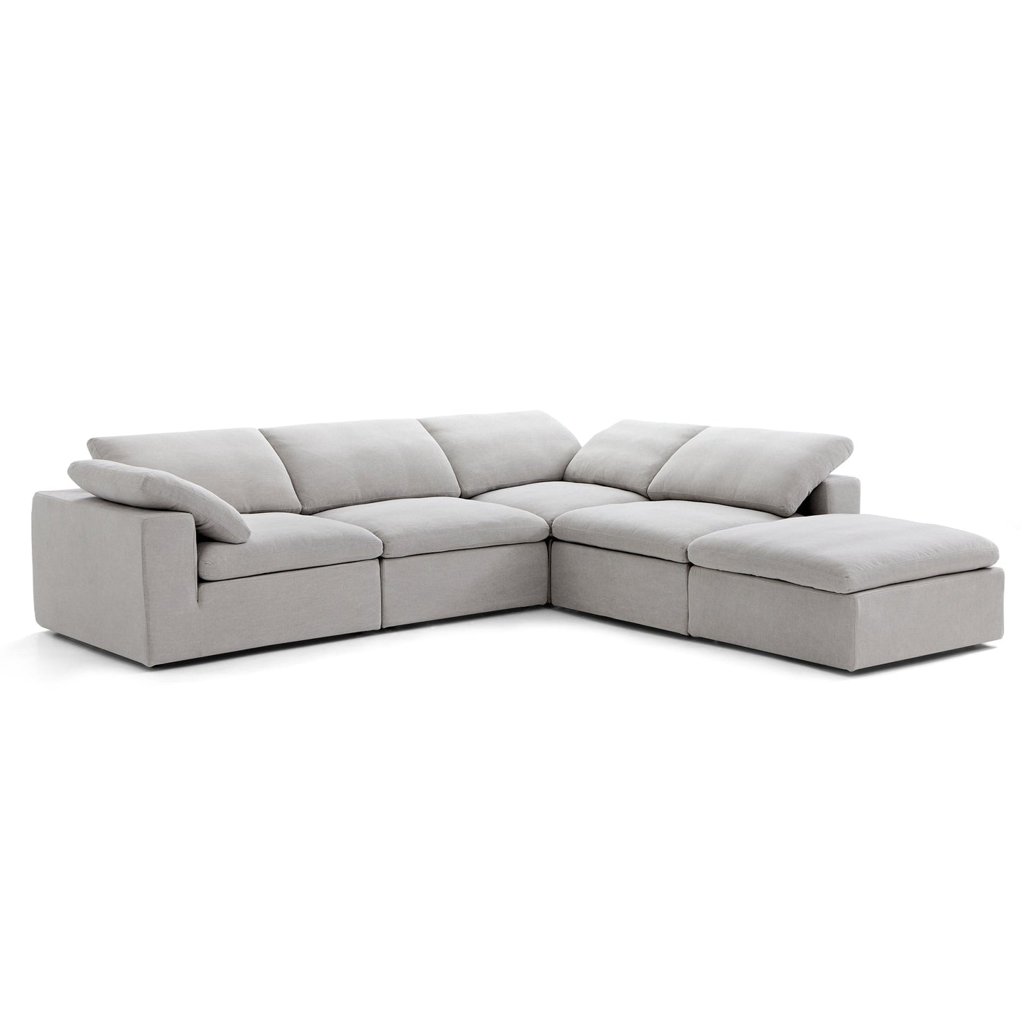 Tender Wabi Sabi Beige L Shaped Sectional and Ottoman-Gray-128.0"