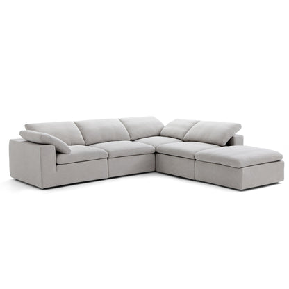 Tender Wabi Sabi Beige L Shaped Sectional and Ottoman-Gray-128.0"