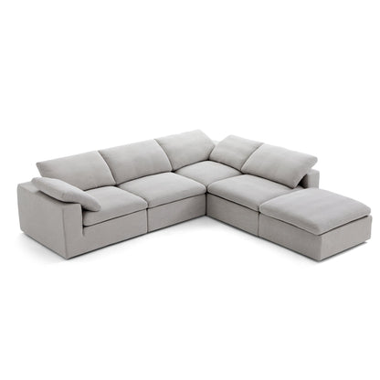 Tender Wabi Sabi Gray L Shaped Sectional and Ottoman-Gray-128.0"