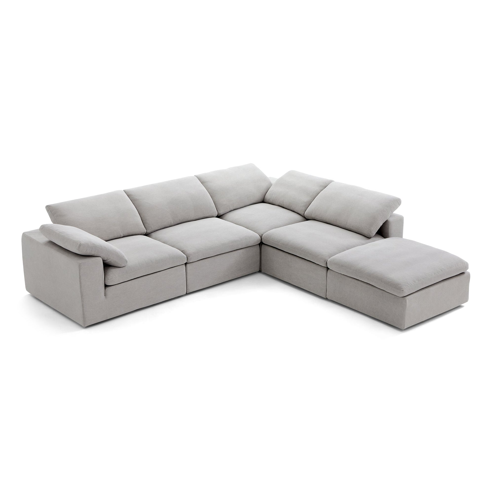 Tender Wabi Sabi Gray L Shaped Sectional and Ottoman-Gray-128.0"