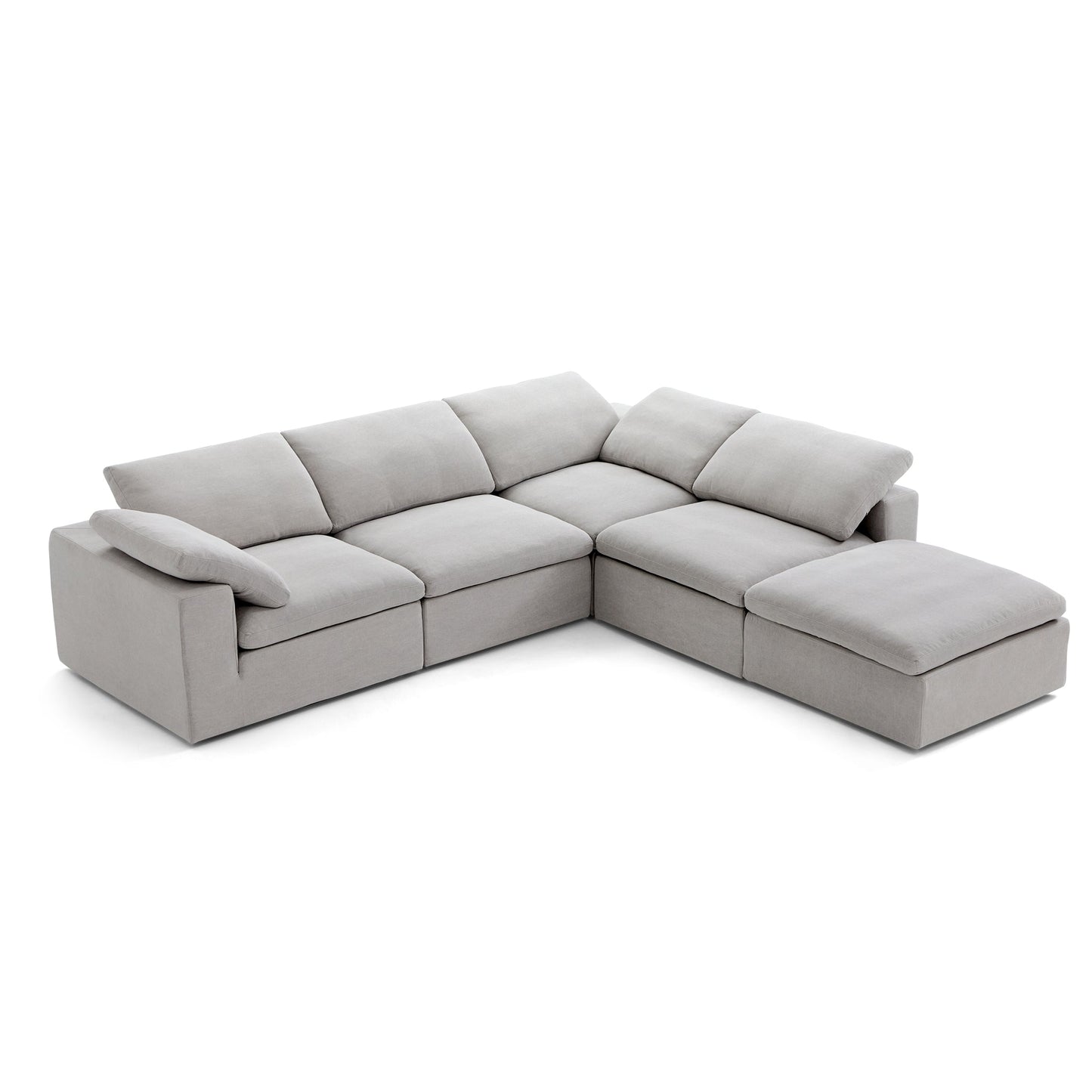 Tender Wabi Sabi Sand L Shaped Sectional and Ottoman-Gray-128.0"