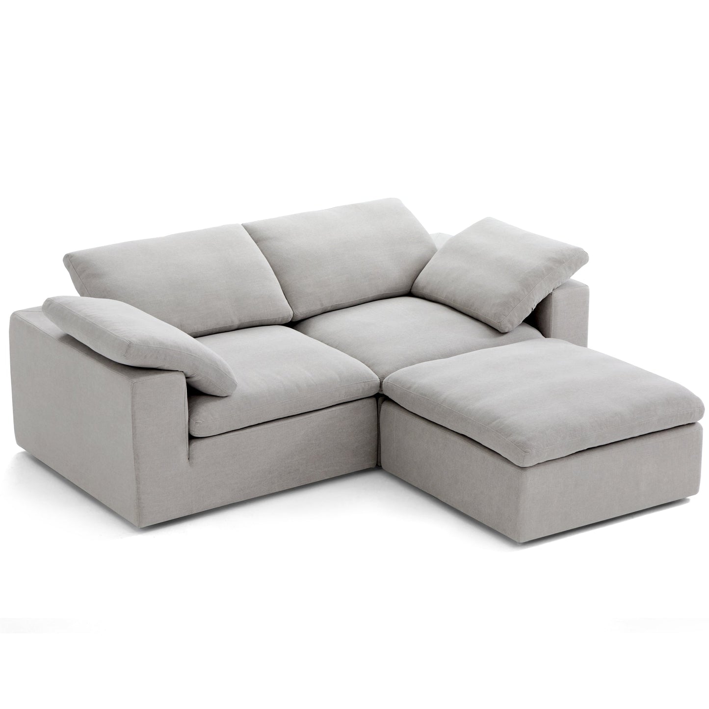 Tender Wabi Sabi Light Gray Sofa and Ottoman-Gray-90.6"