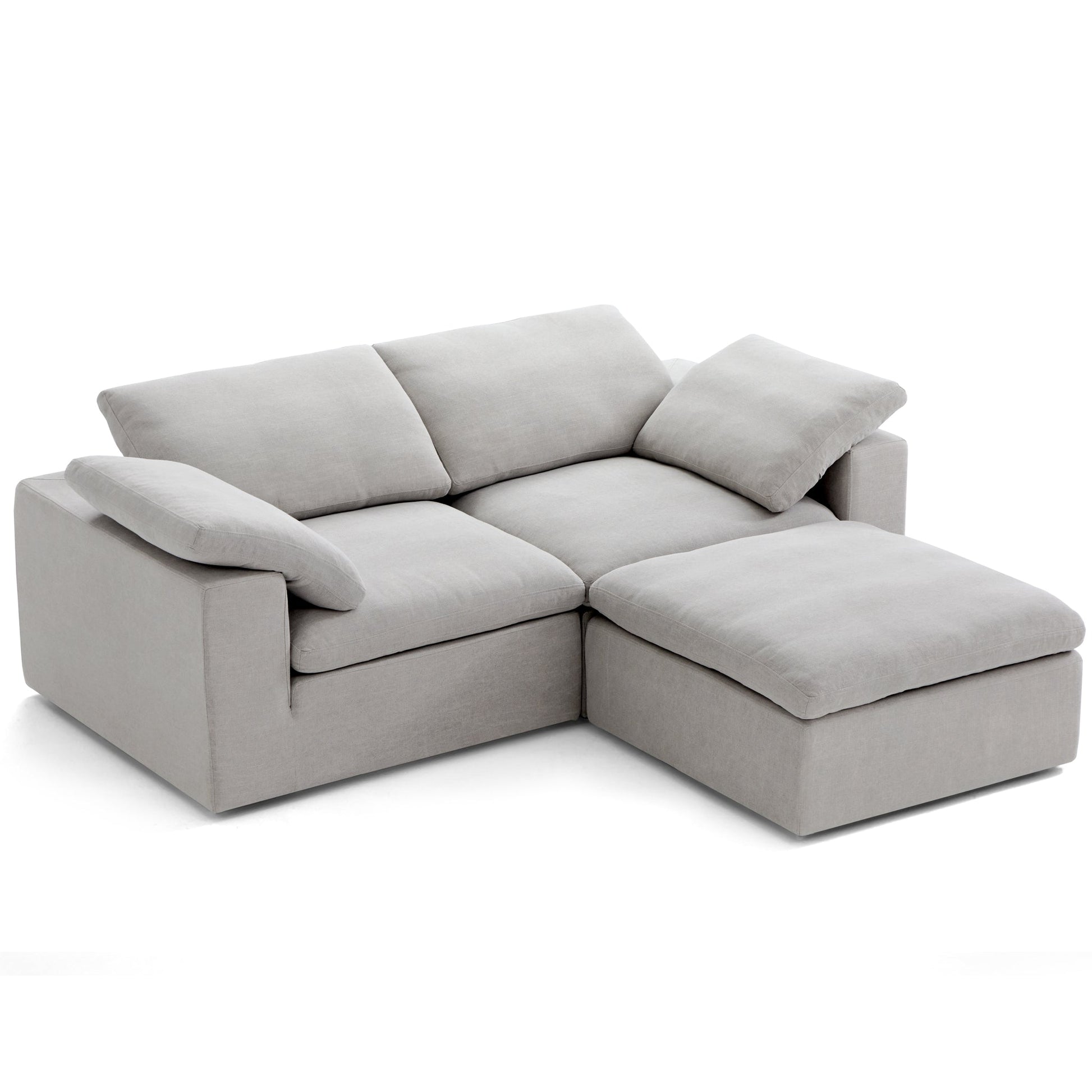 Tender Wabi Sabi Light Gray Sofa and Ottoman-Gray-90.6"