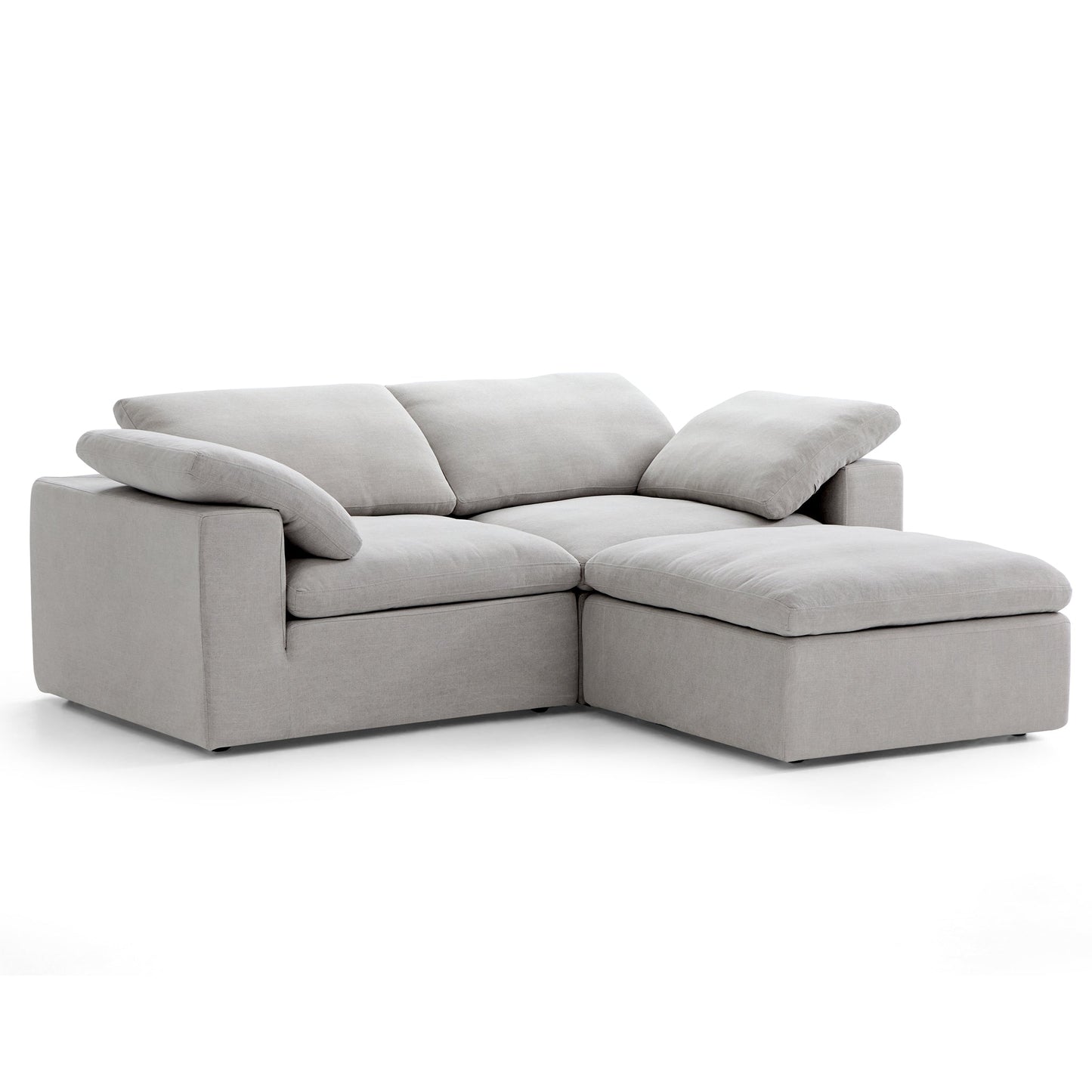Tender Wabi Sabi Beige Sofa and Ottoman-Gray-90.6"