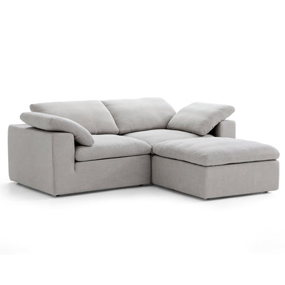 Tender Wabi Sabi Beige Sofa and Ottoman-Gray-90.6"